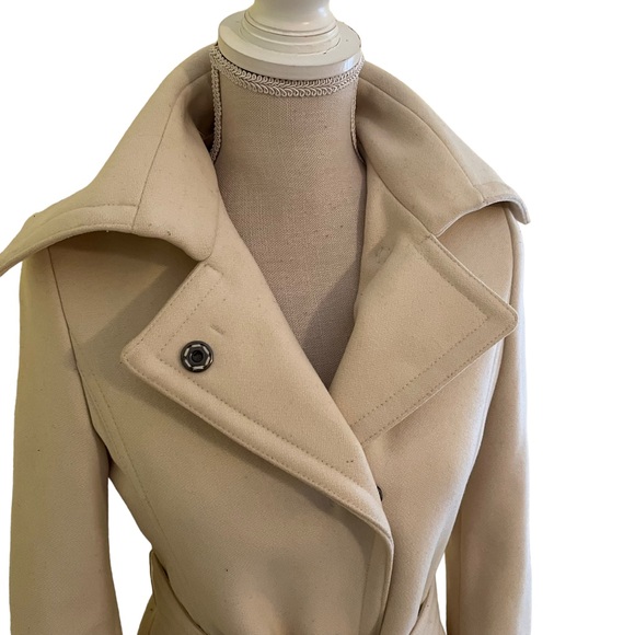 United Colors of Benetton Cream Wool Blend Trench Style Coat 38(2) - Picture 9 of 16